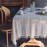 Lace Hollow Dining Table Fabric White
