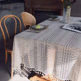 Lace Hollow Dining Table Fabric White
